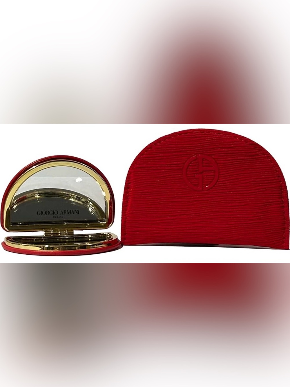Giorgio Armani Red Textured Logo Cosmetic Case Set